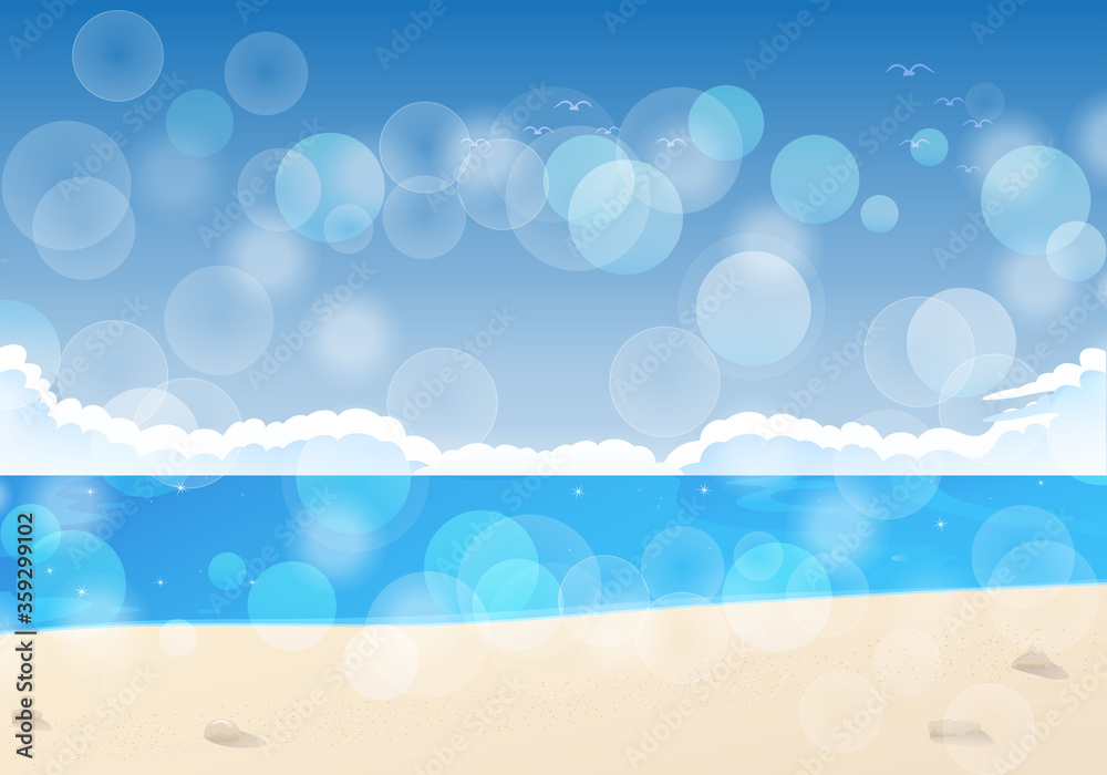 summer holiday abstract beach bokeh light blue sky beautiful texture space