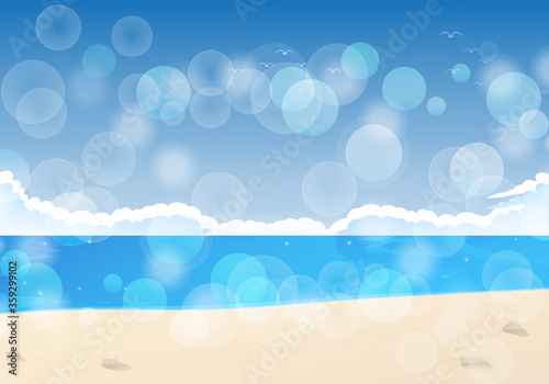 summer holiday abstract beach bokeh light blue sky beautiful texture space © oni