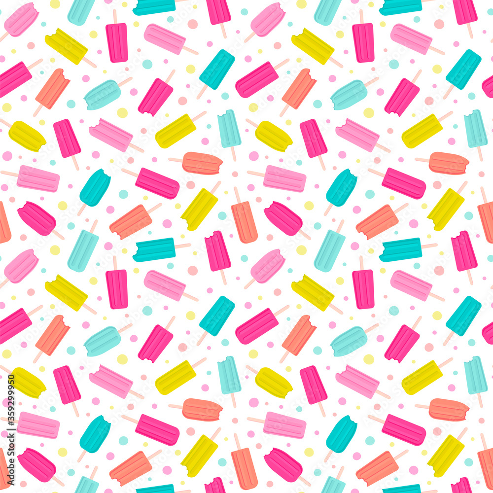 Seamless vector pattern with bright ice cream.