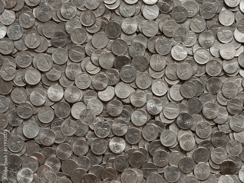 Money Pile of Silver Nickels