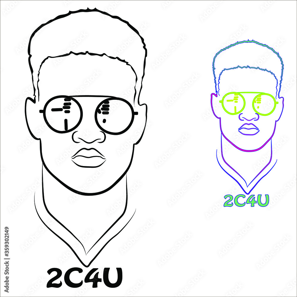 Vector linear image of a man with glasses. Vector linear image of a man with glasses.