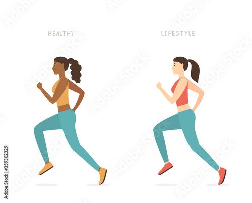 Running Beautiful Women Healthy Lifestyle