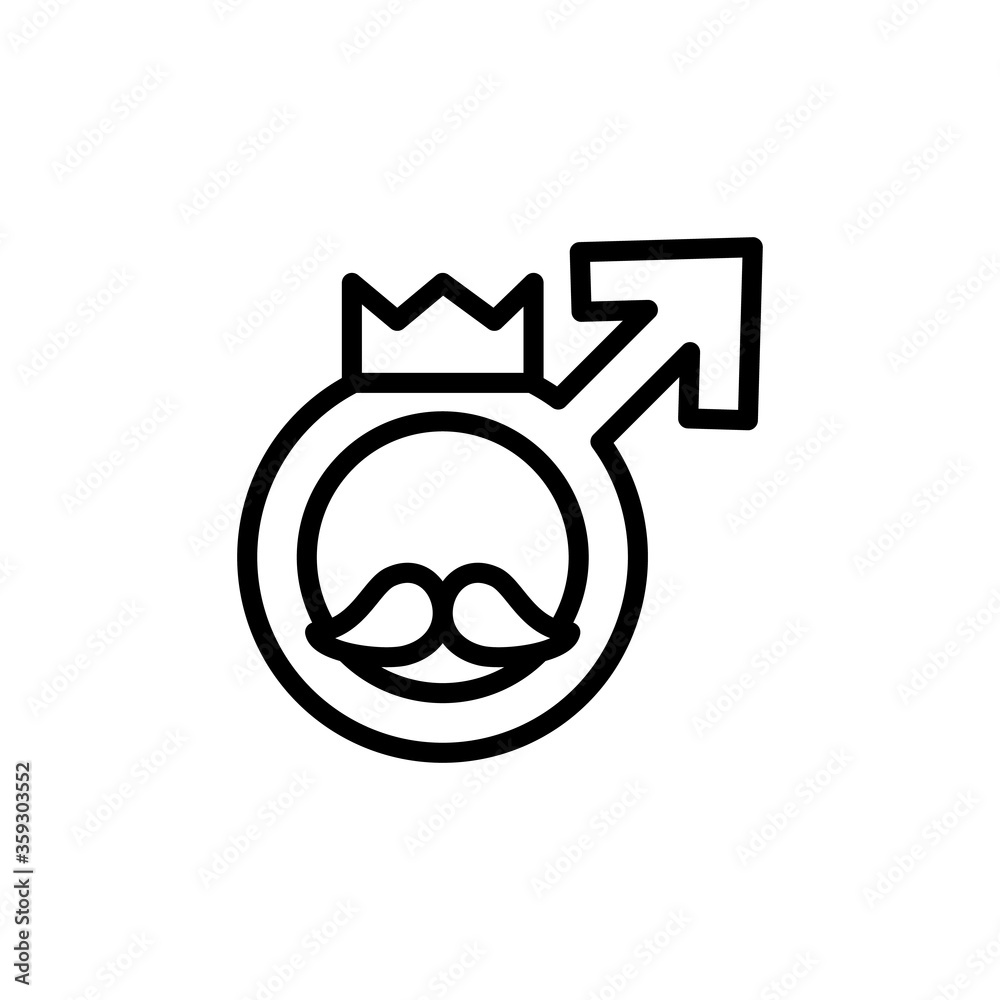Male symbol, mustache, crown icon. Simple line, outline vector elements of cultural activities icons for ui and ux, website or mobile application Male symbol, mustache, crown icon. Simple line, outline vector elements of cultural activities icons for ui and ux, website or mobile application