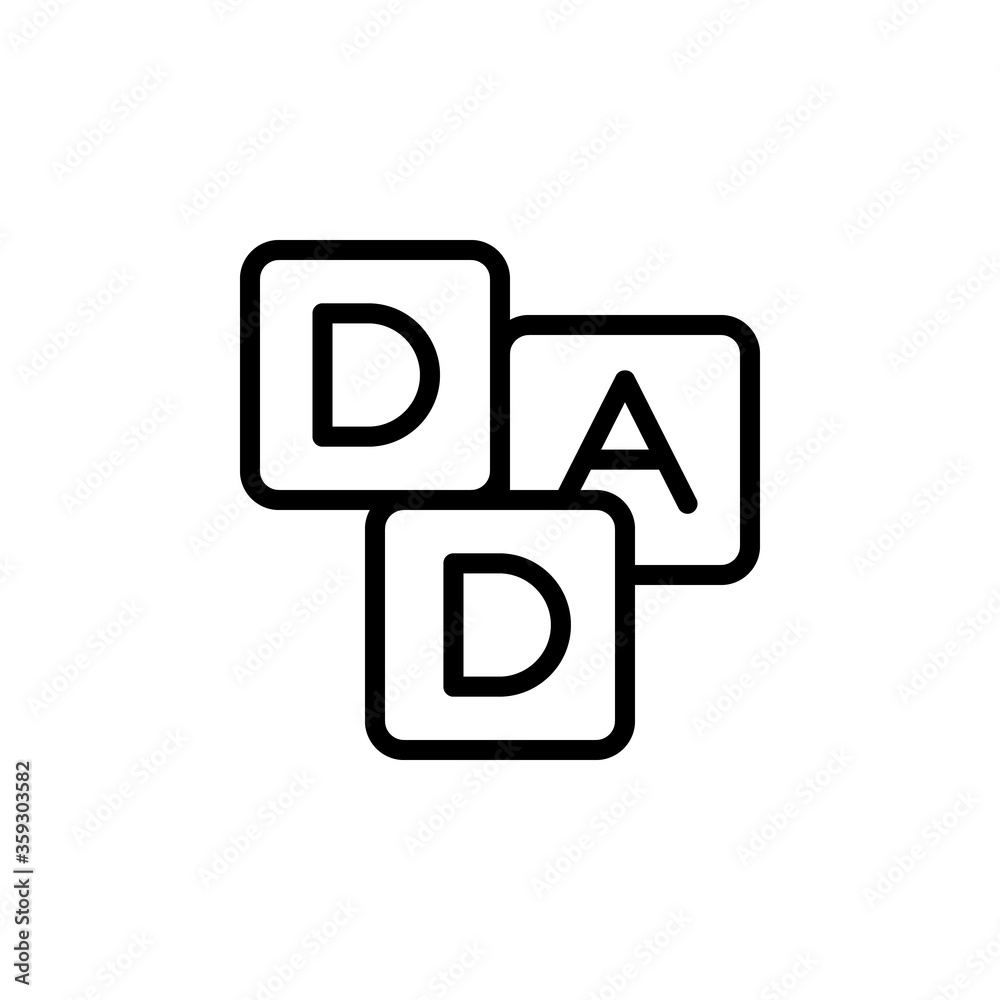 ABC Block, DAD icon. Simple line, outline vector elements of cultural activities icons for ui and ux, website or mobile application ABC Block, DAD icon. Simple line, outline vector elements of cultural activities icons for ui and ux, website or mobile application