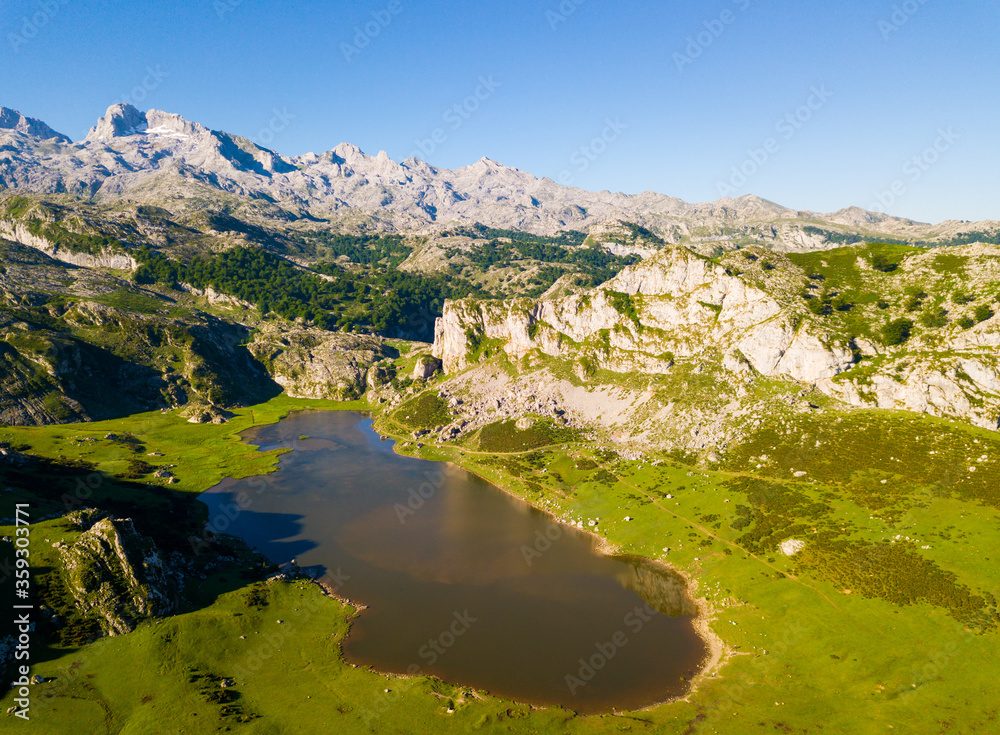 Beautiful landscape and lakes of Covadonga, Peaks of Europe