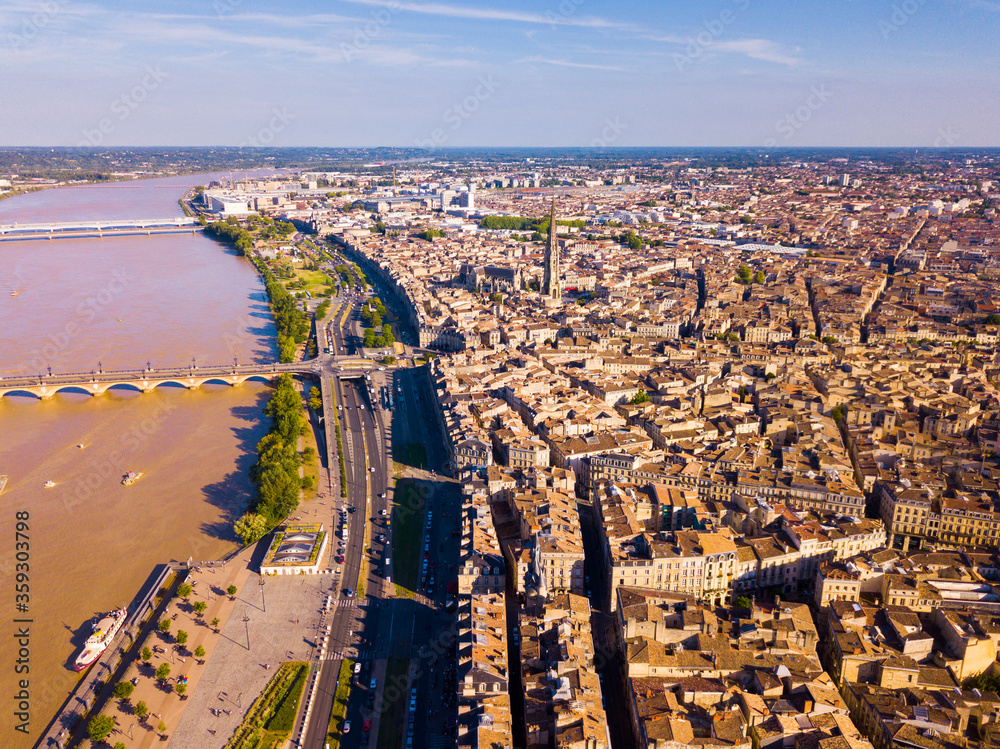 View from drone of Bordeaux