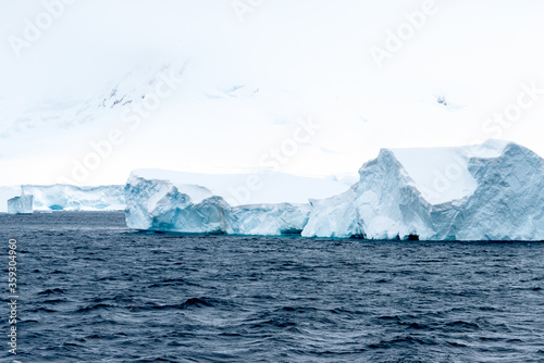 Close view of the icebergs in Antarctica