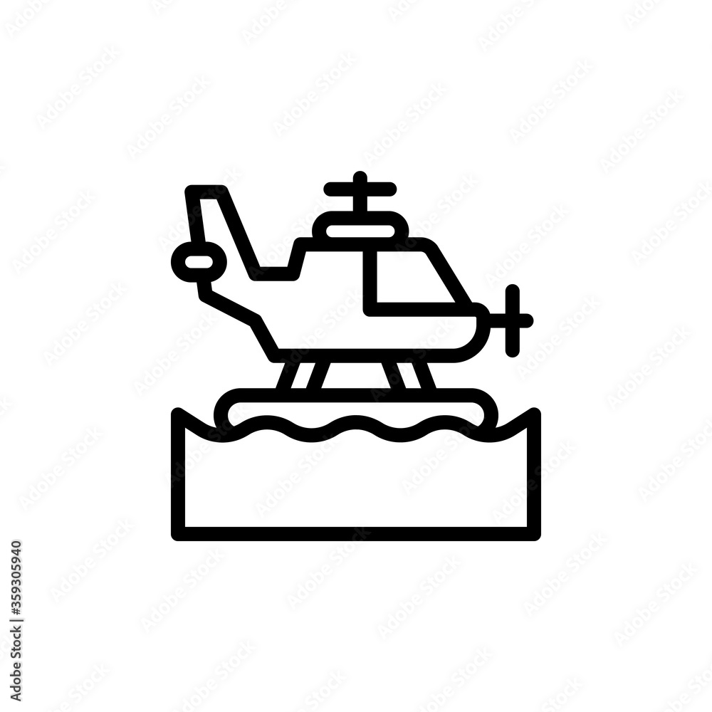 Helicopter, ocean icon. Simple line, outline vector elements of saving marine icons for ui and ux, website or mobile application Helicopter, ocean icon. Simple line, outline vector elements of saving marine icons for ui and ux, website or mobile application