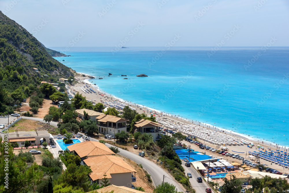 Panoramic view of Kathisma beach , Lefkada, Greece
