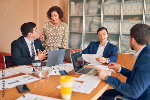 Business lawyers workers meeting at law firm office. Professional executive partners working on finance strategry at the workplace