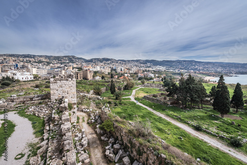 Ancient ruins next to crusaders fortress in Byblos, Lebanon, one of the oldest city in the world
