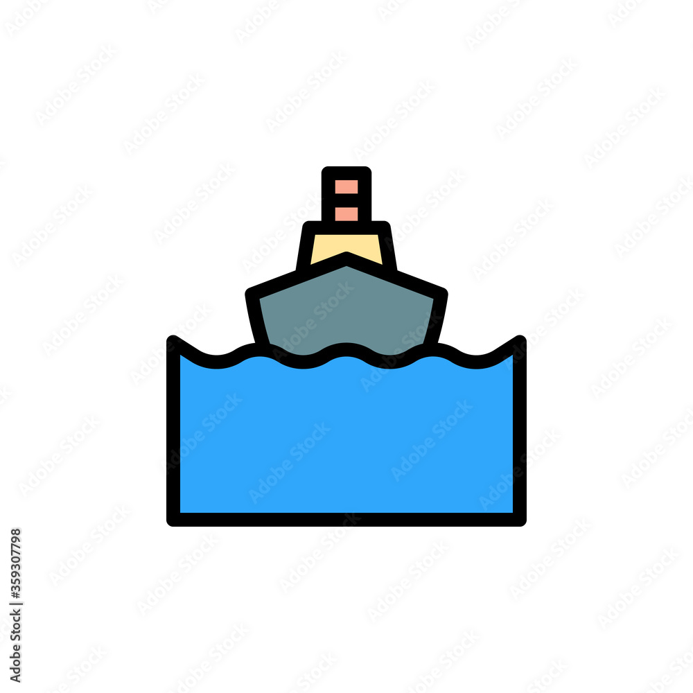 Ferry boat, ocean icon. Simple color with outline vector elements of saving marine icons for ui and ux, website or mobile application