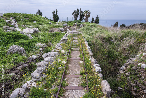 Ancient ruins next to crusaders fortress in Byblos, Lebanon, one of the oldest city in the world photo