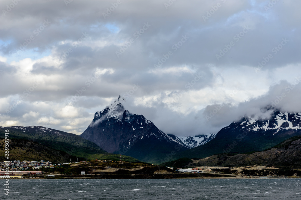 Landscape of the mountains of the Beagle Channel