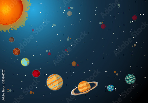 Solar System Planets with Sun and Orbits