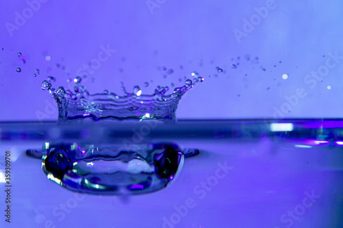 figures and shapes of water produced by splash photographed very closely with selective focus