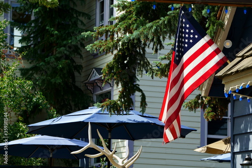 Sunlight on the American Flag in a slight breeze