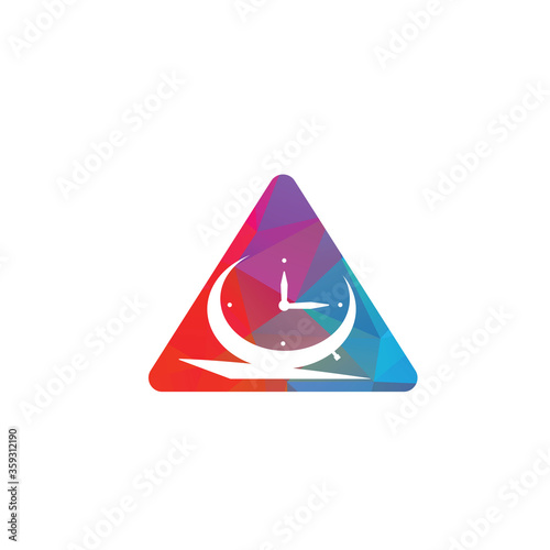 Triangle Table alarm clock vector design.Time clock logo design template. 