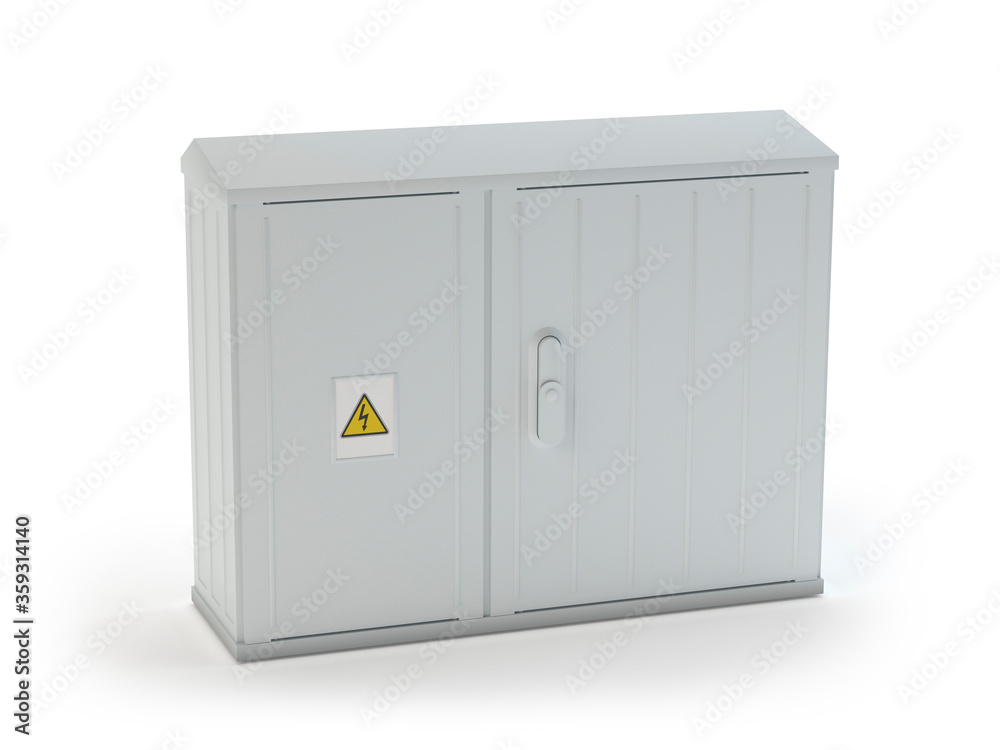 Metal electrical box isolated on white - 3d illustration Metal electrical box isolated on white - 3d illustration