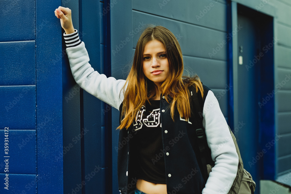 © Raisa Kanareva - stylish hipster girl against colorful wall © Raisa Kanareva - stylish hipster girl against colorful wall