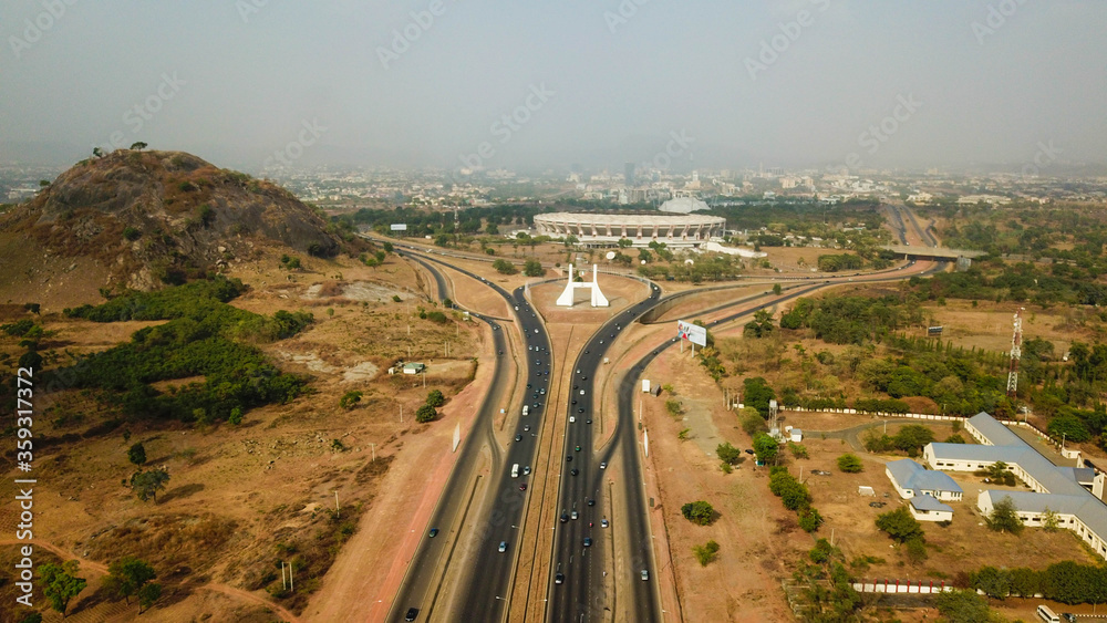 Beautiful aerial view of Abuja city landscape 