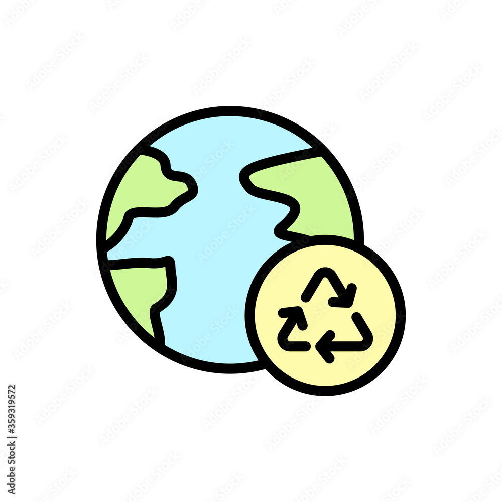 Earth, recycling sign icon. Simple color with outline vector elements of mother earth day icons for ui and ux, website or mobile application Earth, recycling sign icon. Simple color with outline vector elements of mother earth day icons for ui and ux, website or mobile application
