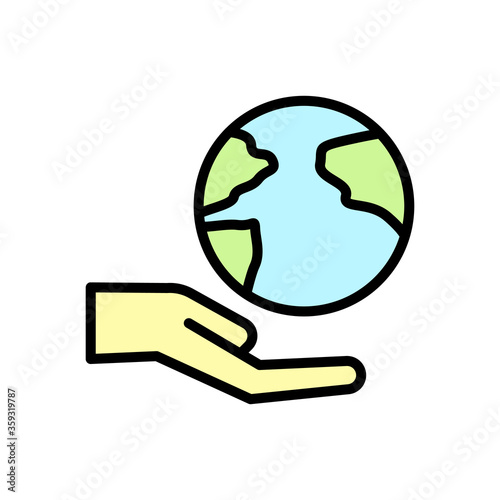 Earth, hand icon. Simple color with outline vector elements of mother earth day icons for ui and ux, website or mobile application