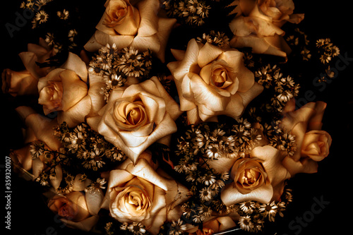 Dark bright roses bouquet