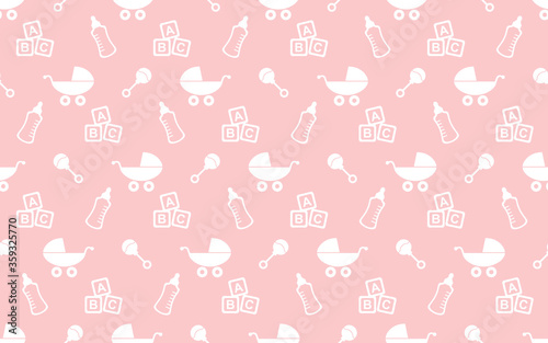 Baby items seamless repeat pattern background
