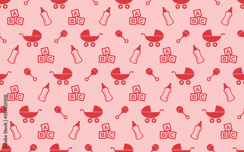 Baby items seamless repeat pattern background Baby items seamless repeat pattern background