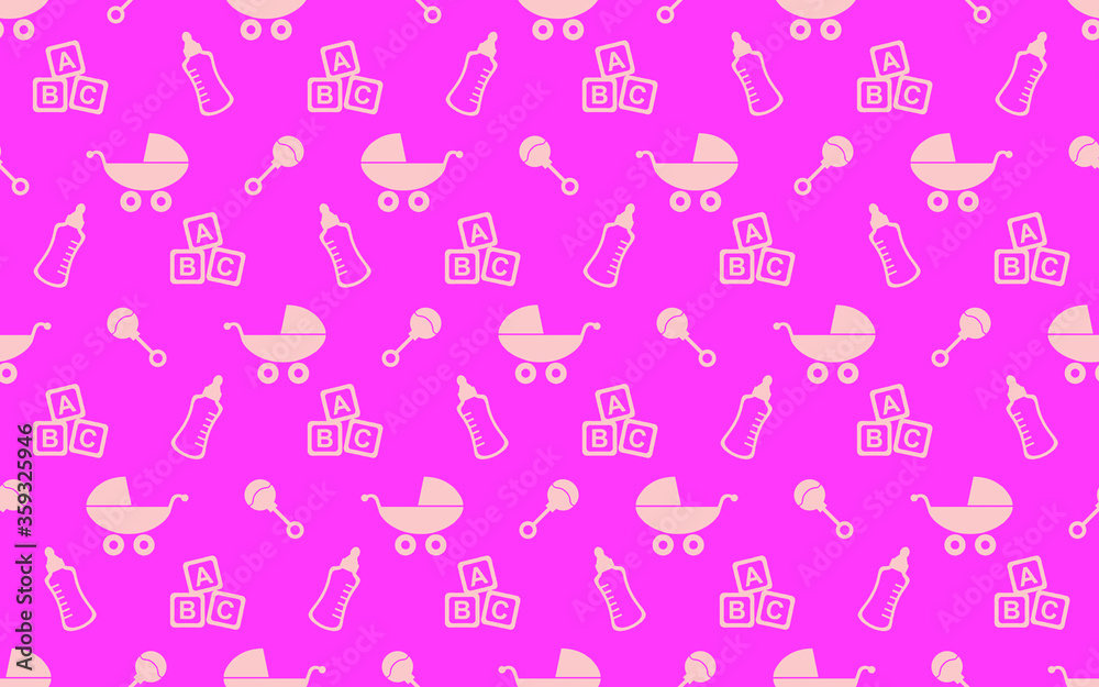 Baby items seamless repeat pattern background Baby items seamless repeat pattern background