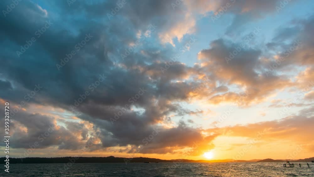 Time lapse: Sunset view on the ocean with reflection. A beached foreground log adds interest. Slow motion timelapse 4K footage. Shot at 2160p. Time lapse: Sunset view on the ocean with reflection. A beached foreground log adds interest. Slow motion timelapse 4K footage. Shot at 2160p.