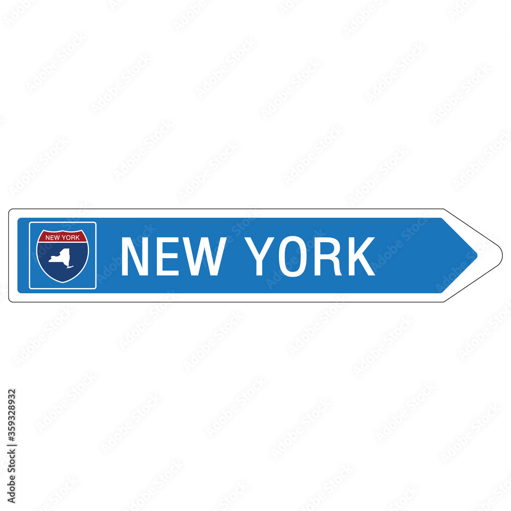 Roadway sign Welcome to Signage on the highway in american style Providing new york
