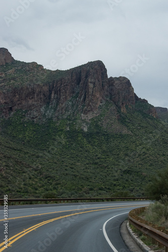 Arizona highway and rock formation