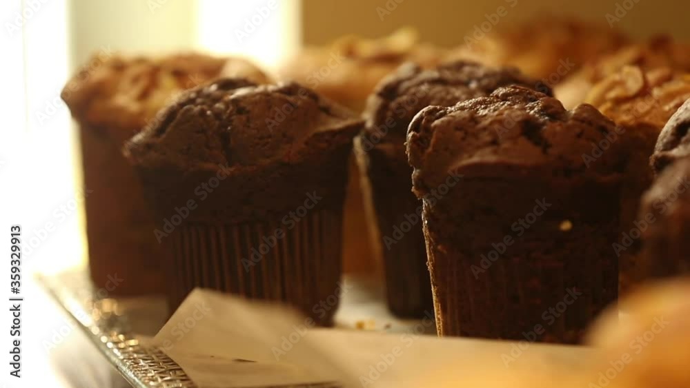 different muffins flavours in a bakery different muffins flavours in a bakery