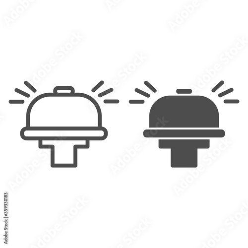 Bicycle bell line and solid icon, Summer sports concept, bicycle alarm sign on white background, bike ring icon in outline style for mobile concept and web design. Vector graphics.