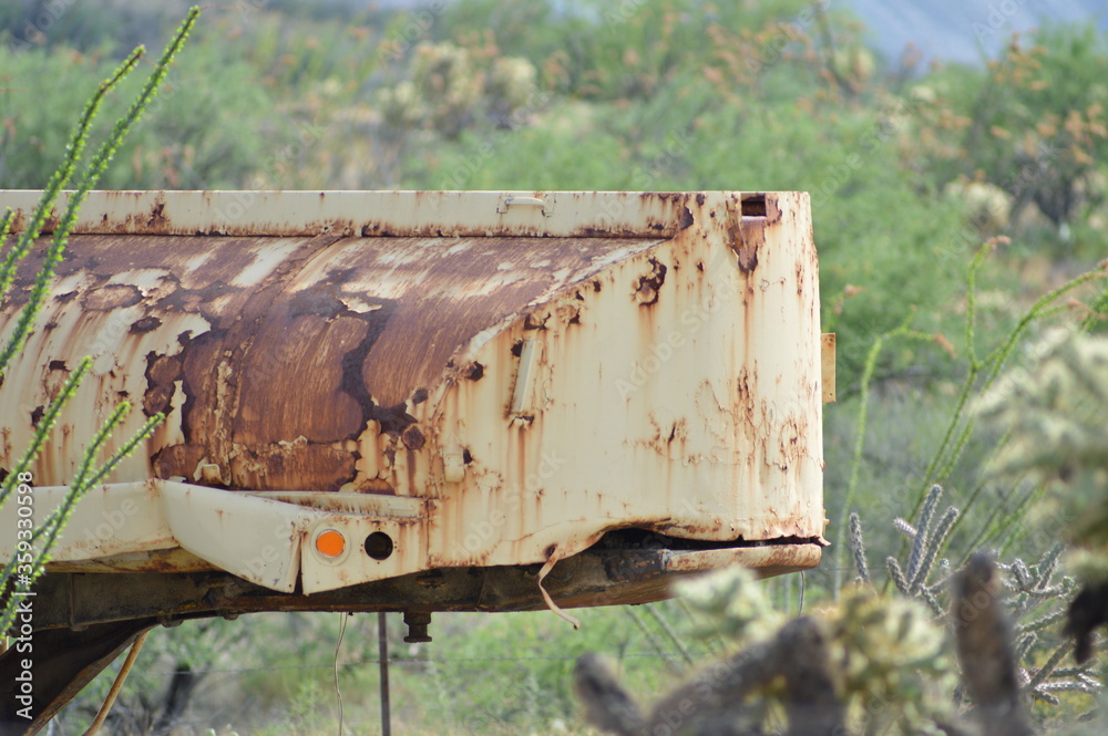 Rusty old water trailer