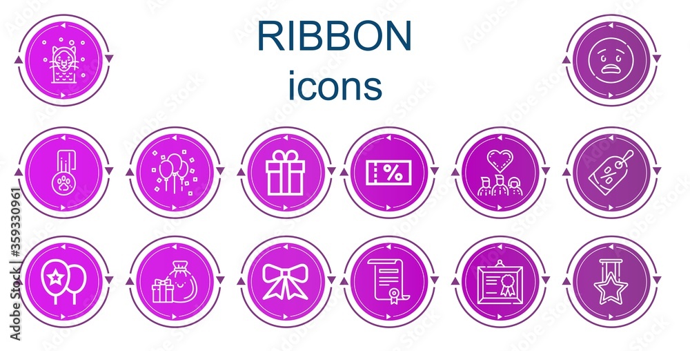 Editable 14 ribbon icons for web and mobile Editable 14 ribbon icons for web and mobile