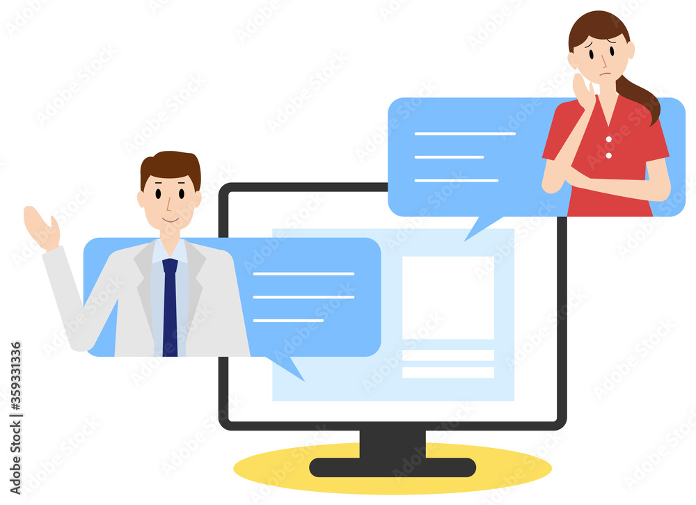 テレビ会議システムで医療相談する人々のイラスト Stock Vector Adobe Stock テレビ会議システムで医療相談する人々のイラスト Stock Vector Adobe Stock