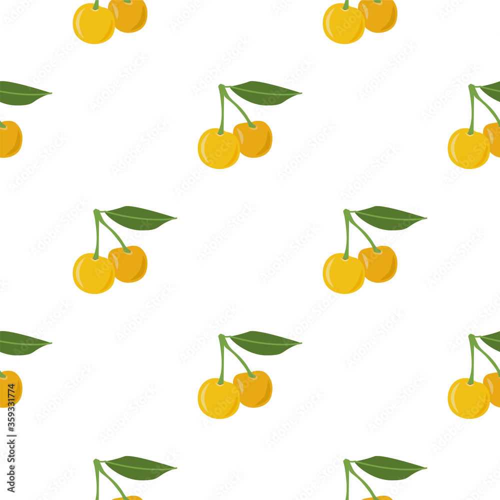 Obraz premium Yellow Cherry. Seamless Vector Patterns