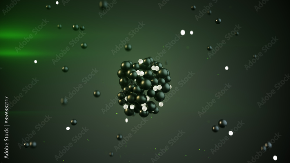 Bunch of green spheres loopable 3D render illustration