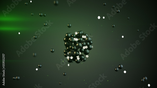 Fototapeta Naklejka Na Ścianę i Meble -  Bunch of green spheres loopable 3D render illustration