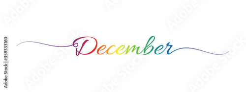 december letter calligraphy banner colorful gradient