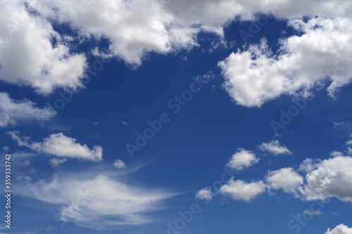 Clear blue sky with clouds  blue sky background