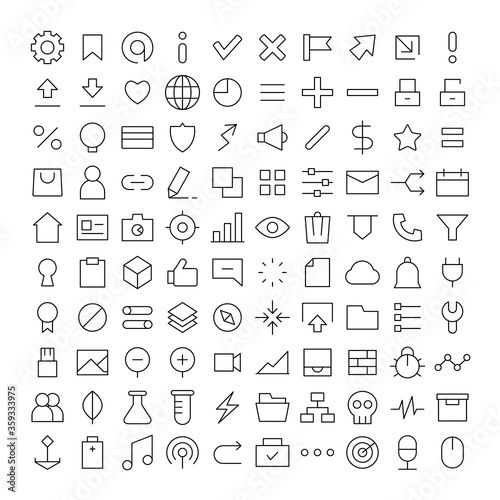 set of web user interface line icons