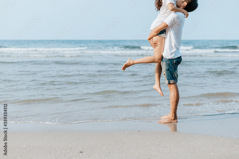 Romantic couple having love and hug on the beach. Romantic couple having love and hug on the beach.