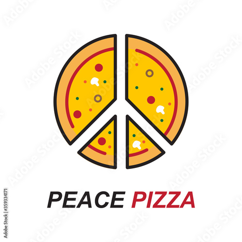 Italian Fast Food Restaurant Peace Pizza Logo