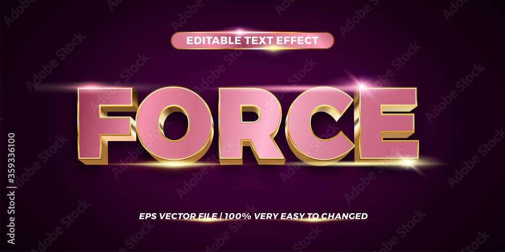 Editable text effect -  Force text style mockup concept