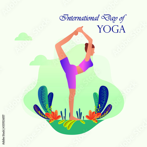 Vector illustration to celebrate International Yoga Day in the form of women exercising yoga.