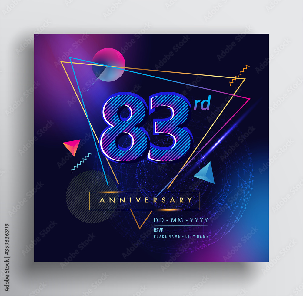 Plakat 83rd Years Anniversary Logo with Colorful Abstract Geometric background, Vector Design Template Elements for Invitation Card and Poster Your Birthday Celebration.